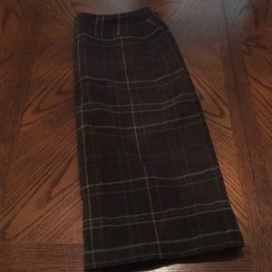 Chocolate Brown Skirt with Green plaid